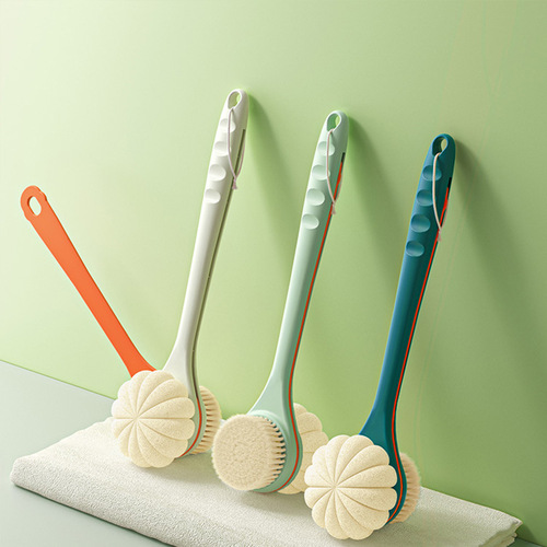 Long-handled shower brush, PP material, lazy back rub, soft-bristled two-in-one bath brush, multi-functional pull-out bath brush