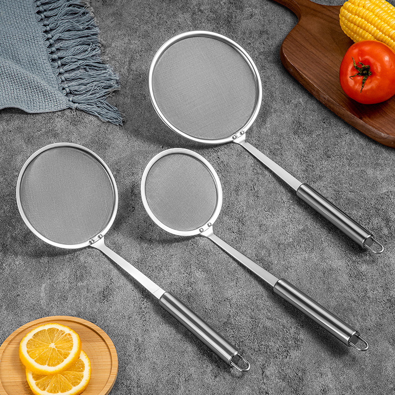 Stainless Steel Colander Filter Screen Ultra-Fine Household Kitchen Hot Pot Oil Skimming Fine Mesh Oil Separation Spoon Foaming Colander Spoon
