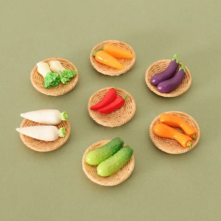 娃娃屋迷你仿真蔬菜模型装饰篮筐配件diy茄子辣椒小青菜食玩摆件
