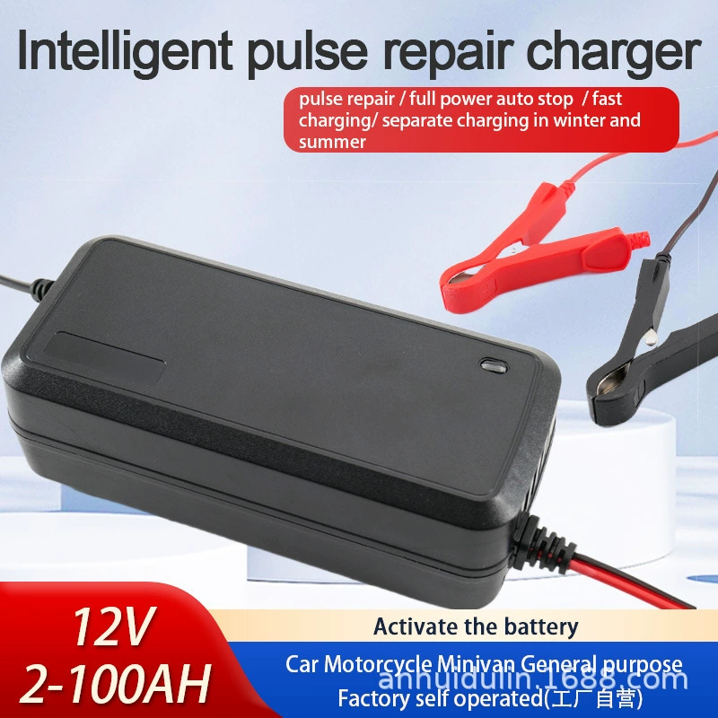 Интеллектуальное импульсное зарядное устройство для мотоциклов и электромобилей с клеммами, 12В 4А/6А, для свинцово-кислотных аккумуляторов 10Ач-60Ач