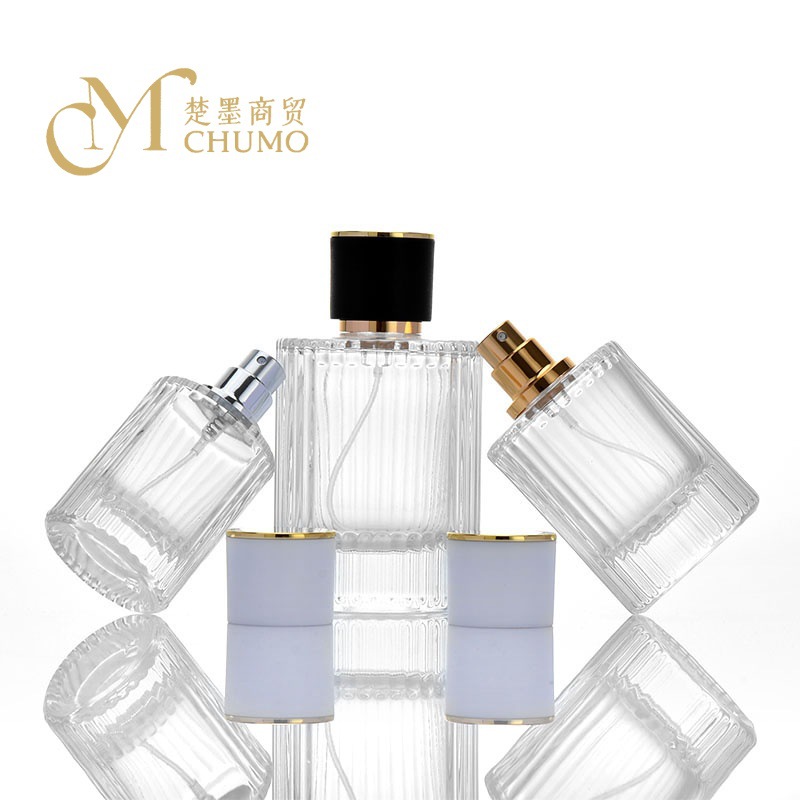 徐州厂家批发30ml50ml100ml透明竖纹香水瓶玻璃空瓶分装瓶喷雾瓶