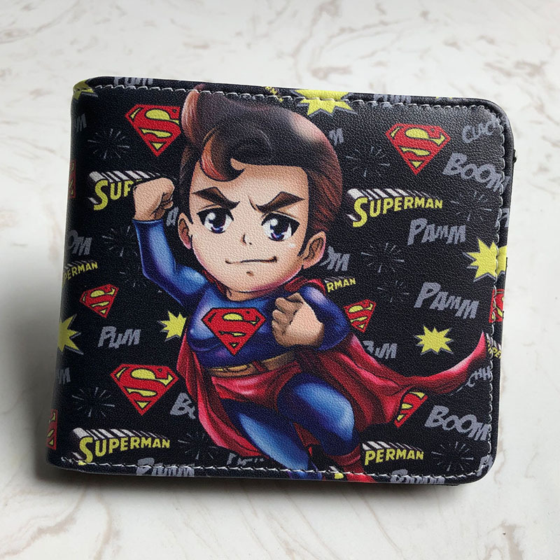 Superhéroe de dibujos animados anime periférico corto Niños estudiante masculino y femenino Cartera de dibujos animados cartera titular de la tarjeta