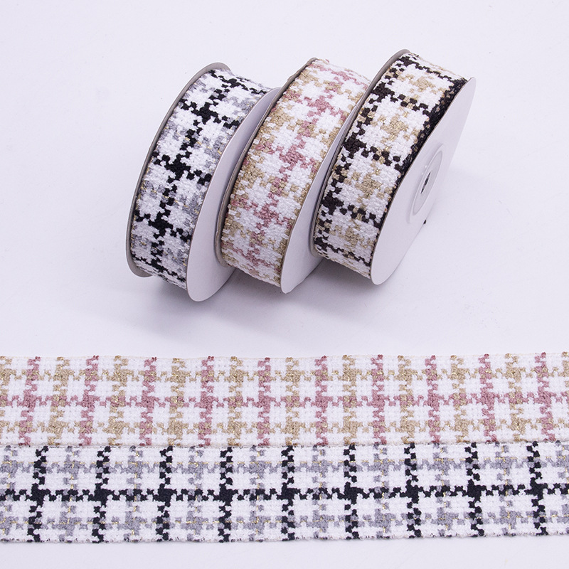 [O otoño-invierno transfronterizo] 4cm Waffle lana correa diy pequeño viento fragante mil pájaros adornos de cabello correa arco