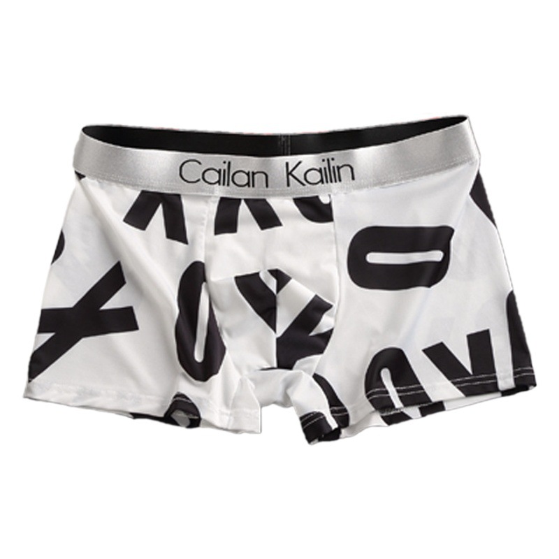 Ropa interior de los hombres de seda de hielo boxeadores verano fresco impreso shorts transpirable boxeadores delgada fábrica al por mayor transfronteriza
