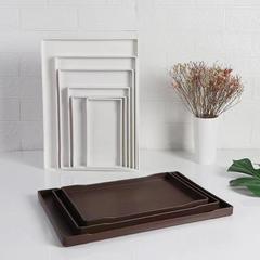 塑料托盤長方形木紋日式酒店客房置物盤茶水盤浴室洗漱收納盒商用
