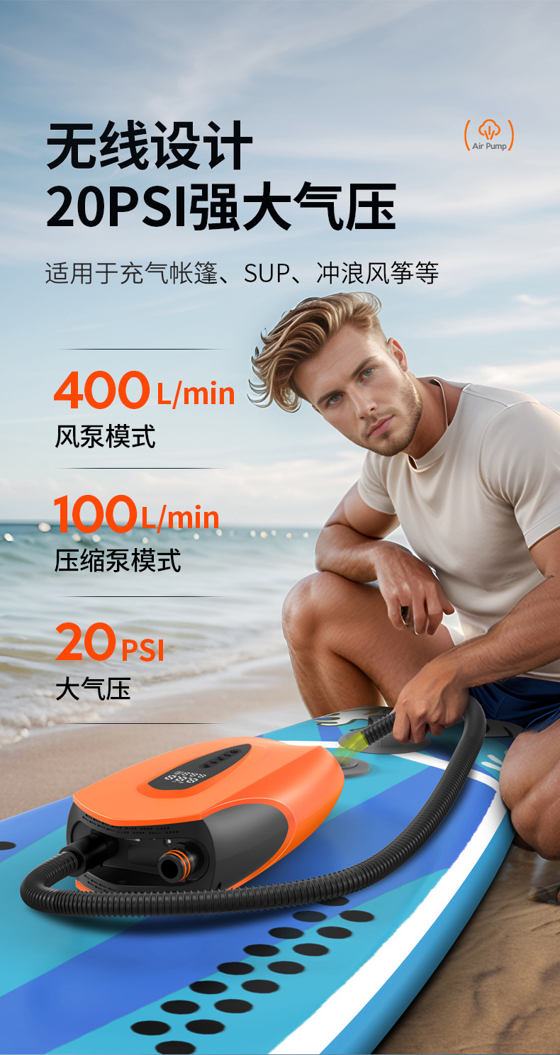 Car Inflatable Pump Outdoor Kayak SUP Pulp Board Tent Inflatable Mattress Portable Electric Wireless Air Pump