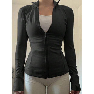 I 51649 Solid Hooded Zip Yoga Top �Bñ����٤�¿羳���Q