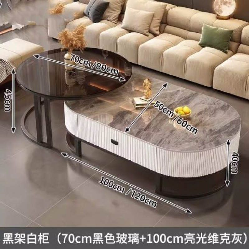 +업그레이드 [블랙 프레임 캣 클로 가죽 화이트 캐비닛] 화산재 슬레이트 + 블랙 유리++