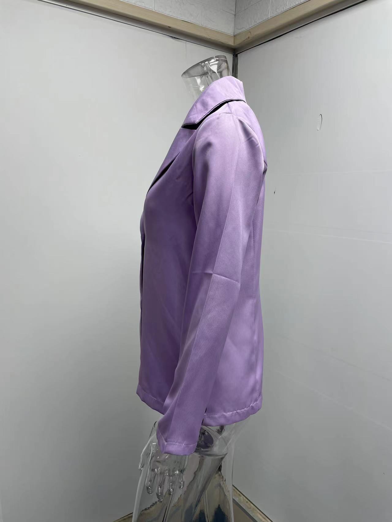 Women's Clothing Long sleeved Solid Color Button Suit Women's Jacket Cardigan_senzul.com