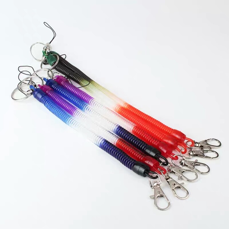 Retractable telephone line key chain spring mobile phone chain plastic keychain Tool pendant elastic rope spring rope