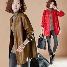 2025新款皮夹克风衣皮外套显瘦大码棒球服中长款皮衣女