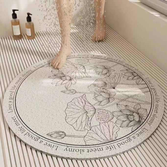 Small Round Bathroom Rug Anti-slip Rubber Backing Water Mat_voghion.com