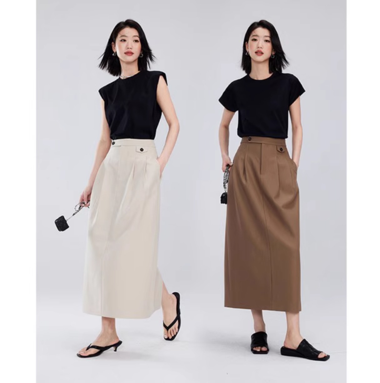 Muscular H-shaped Row-style high-end suit skirt showing temperament, goddess-style skirt for spring and autumn straight high-waisted skirt