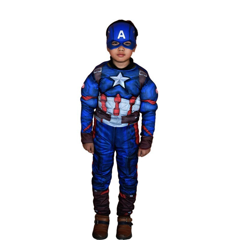 ハロウィンリベンジヒーロー帰還コスプレ服子供用パフォーマンス服スチールマッスルスーツアメリカンチームコスチューム|undefined