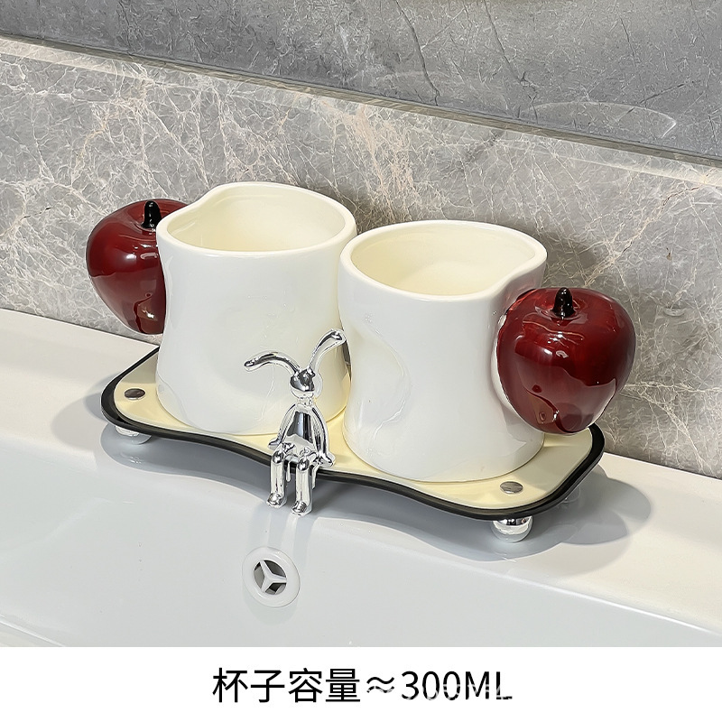 情侣漱口杯置物架陶瓷洗漱杯子轻奢牙具杯刷牙杯电动牙刷牙膏套装|undefined