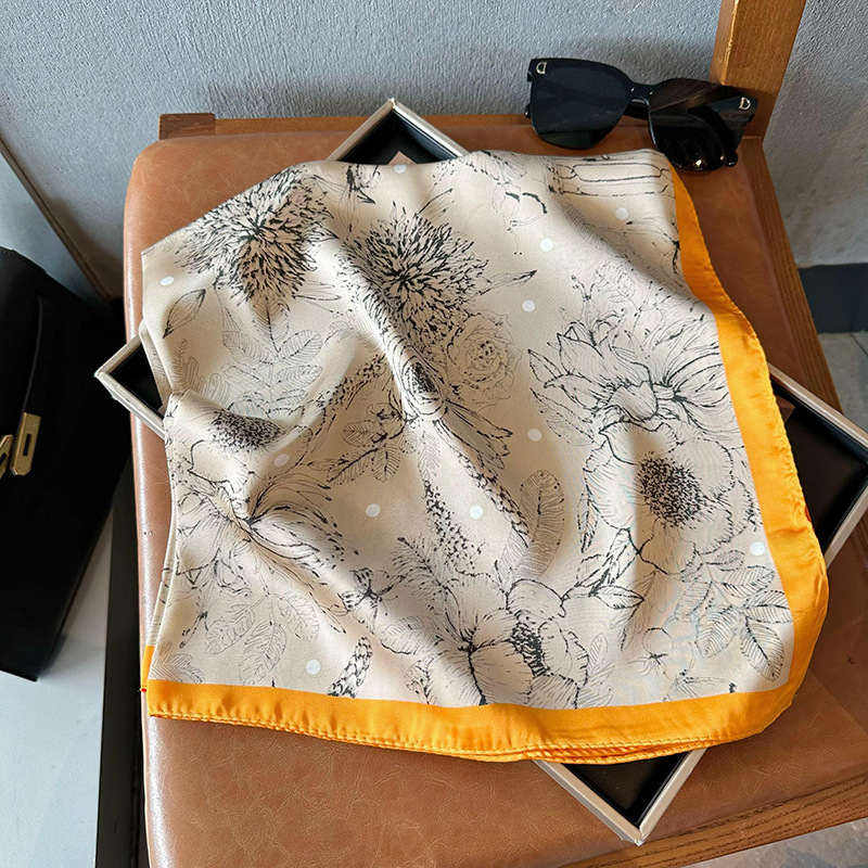 Bufandas de seda para mujeres 2025 primavera y otoño moda versátil temperamento minimalista 65cm bufandas de seda simuladas bufandas delgadas bufandas