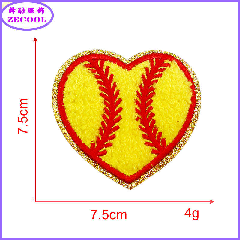 그릿 * 노란색 * 소프트볼 사랑 * 높은 7.5cm * 혼합 자수