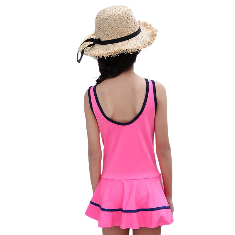 Traje de Baño Tipo Falda con Protección Solar para Niña de Poliéster para Termas y Natación