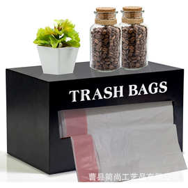 跨境垃圾袋收纳盒实木桌面整理木盒厨房塑料袋保鲜盒木质纸巾盒