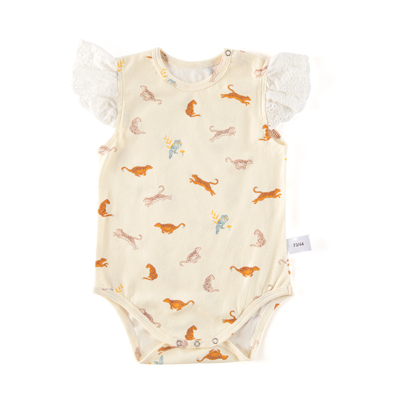 INS de estilo europeo y americano infantil de manga corta mono funda nueva niña verano triángulo mameluco