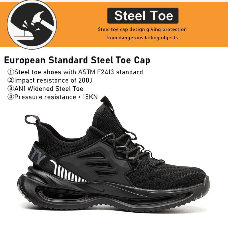 Men's Safety Boots with Steel Toe Protection, Anti-Puncture, Breathable and Lightweight Work Shoes for Men, Large Size