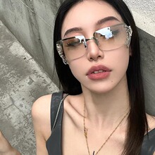 欧美辣妹新款个性太阳镜 科技感y2k镶钻批发墨镜街拍凹造型墨镜女
