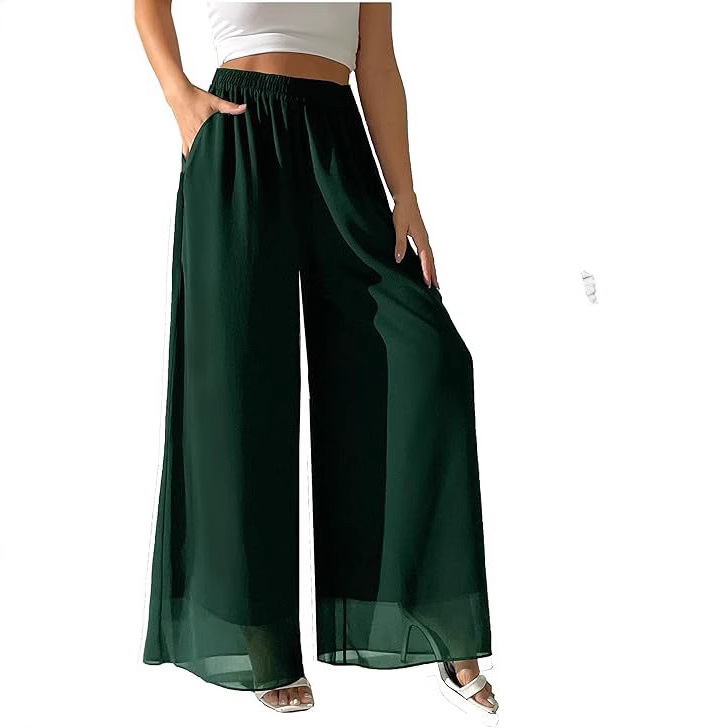 2025heipeiwa women's chiffon beach pants skirt European and American AliExpress Amazon loose wide leg pants