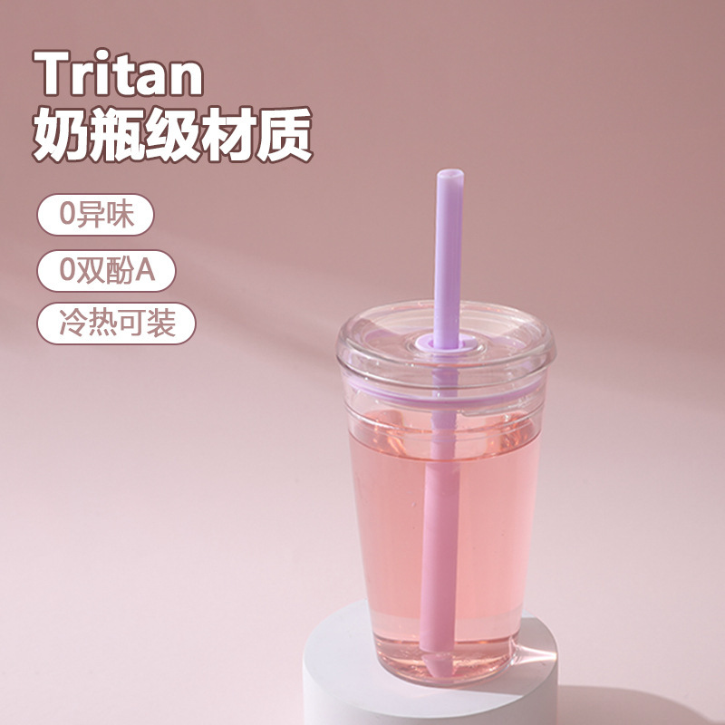 2025夏の新型450mlキャンディー色Tritan飲料カップミルクティーカップ多色ネット赤透明ストローカップ|undefined