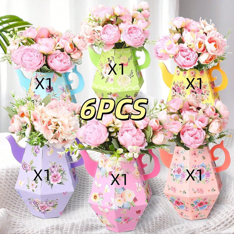 Cross-Border Hot-Selling Spring Tea Party Themed Party Decoration Flower Display Stand Multi-Color Teapot Factory Direct Sale