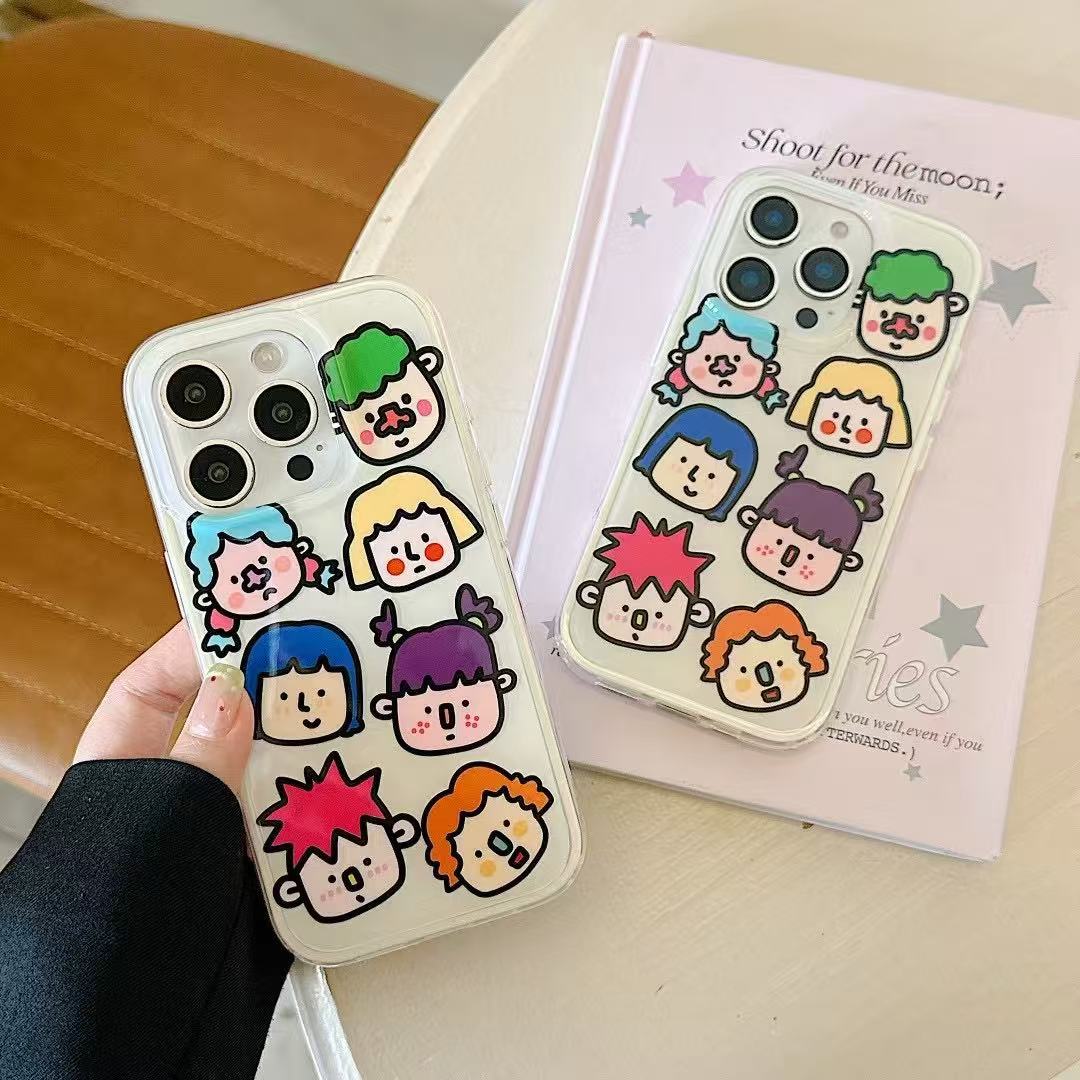 Cartoon personalizado para niños y niñas Apple 16ProMax/15 funda para teléfono iPhone 14 borde de color 15P