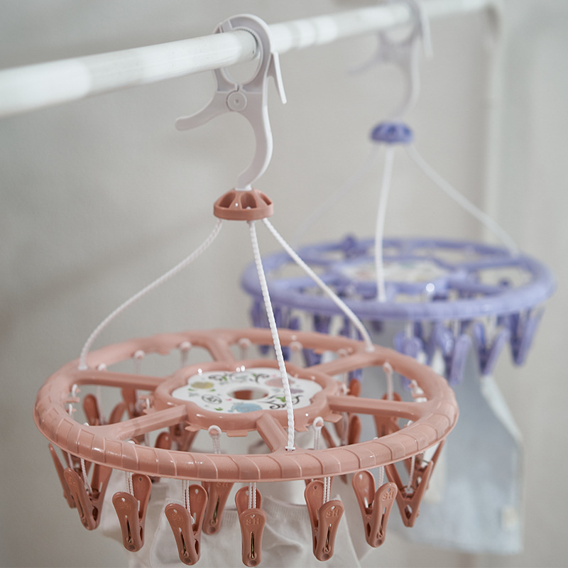 Three and 24 Clip Round Drying Rack Multi-Clip Drying Clothes Socks Hanger Round Clothes Hanger Hook Clothes Hanger