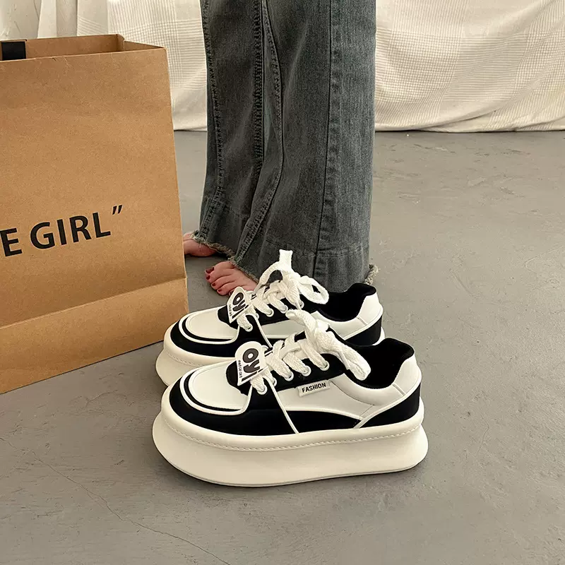 松糕厚底小白鞋女百搭小众板鞋2025新款爆款春秋季增高休闲运动鞋