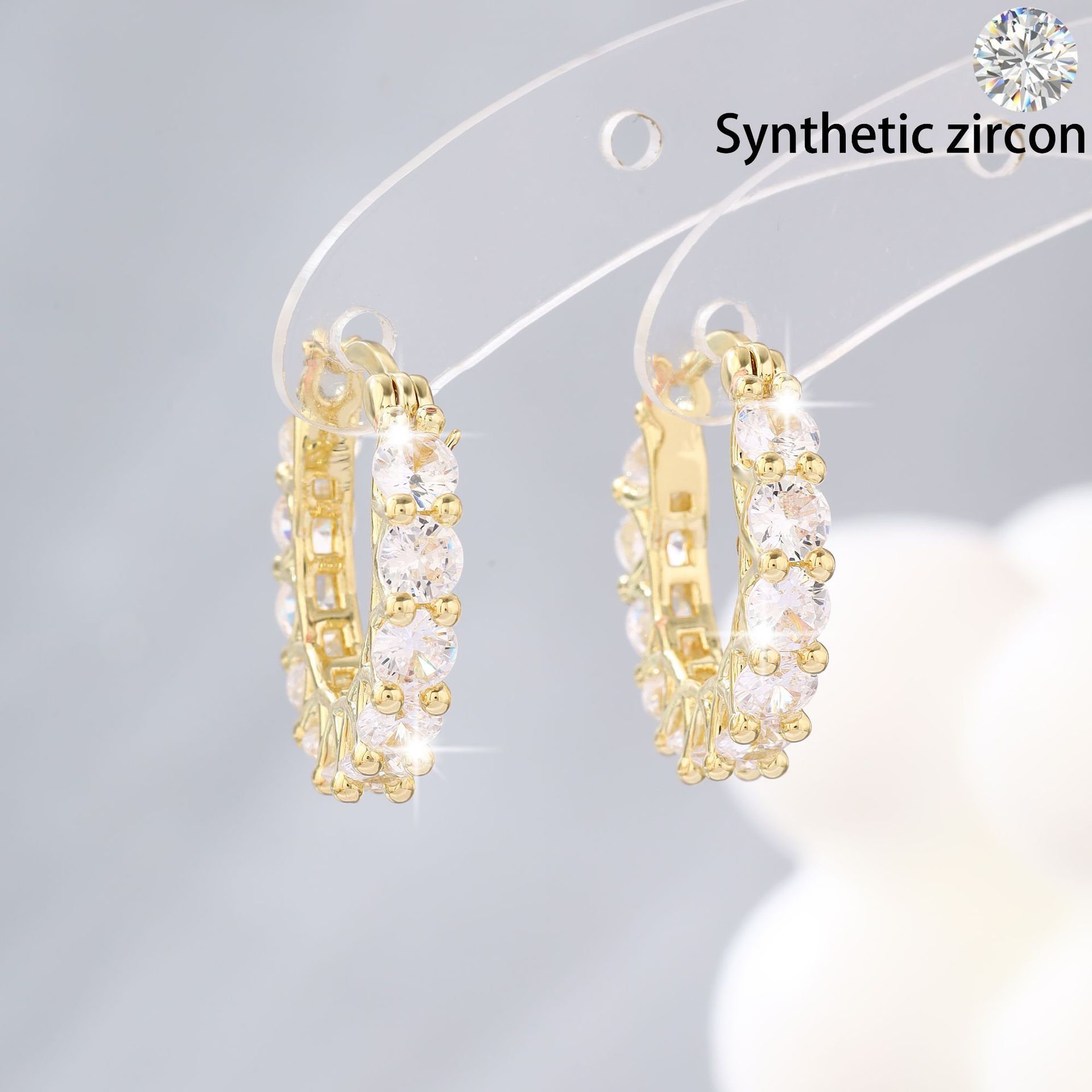 东大门新款微镶锆石超闪耳环耳扣跨境热卖日韩风轻奢时尚气质耳饰