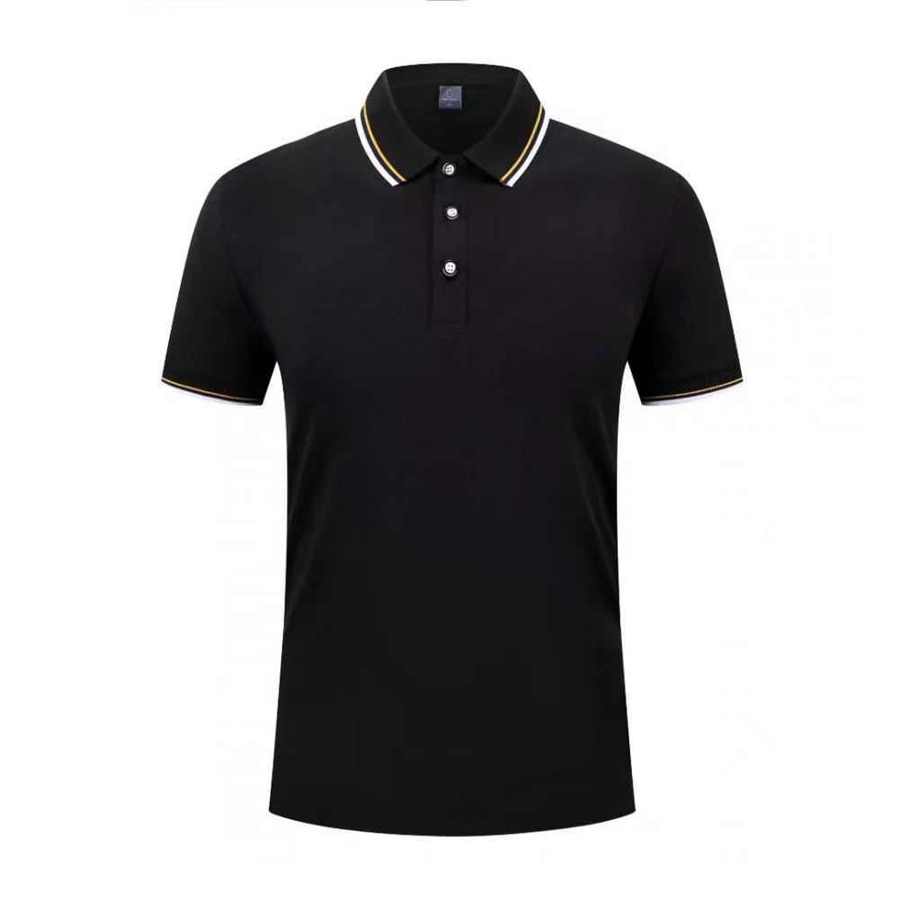 Knitted polo shirt, short-sleeved, business style, turn-down collar, casual workwear, double stripe polo shirt, same style as Paul Walker's polo shirt, factory.