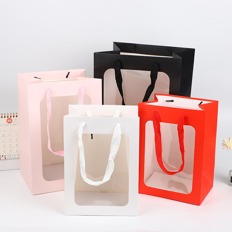 透明开窗手提袋教师节鲜花包装礼品袋ins生日伴手礼盒包装礼品袋