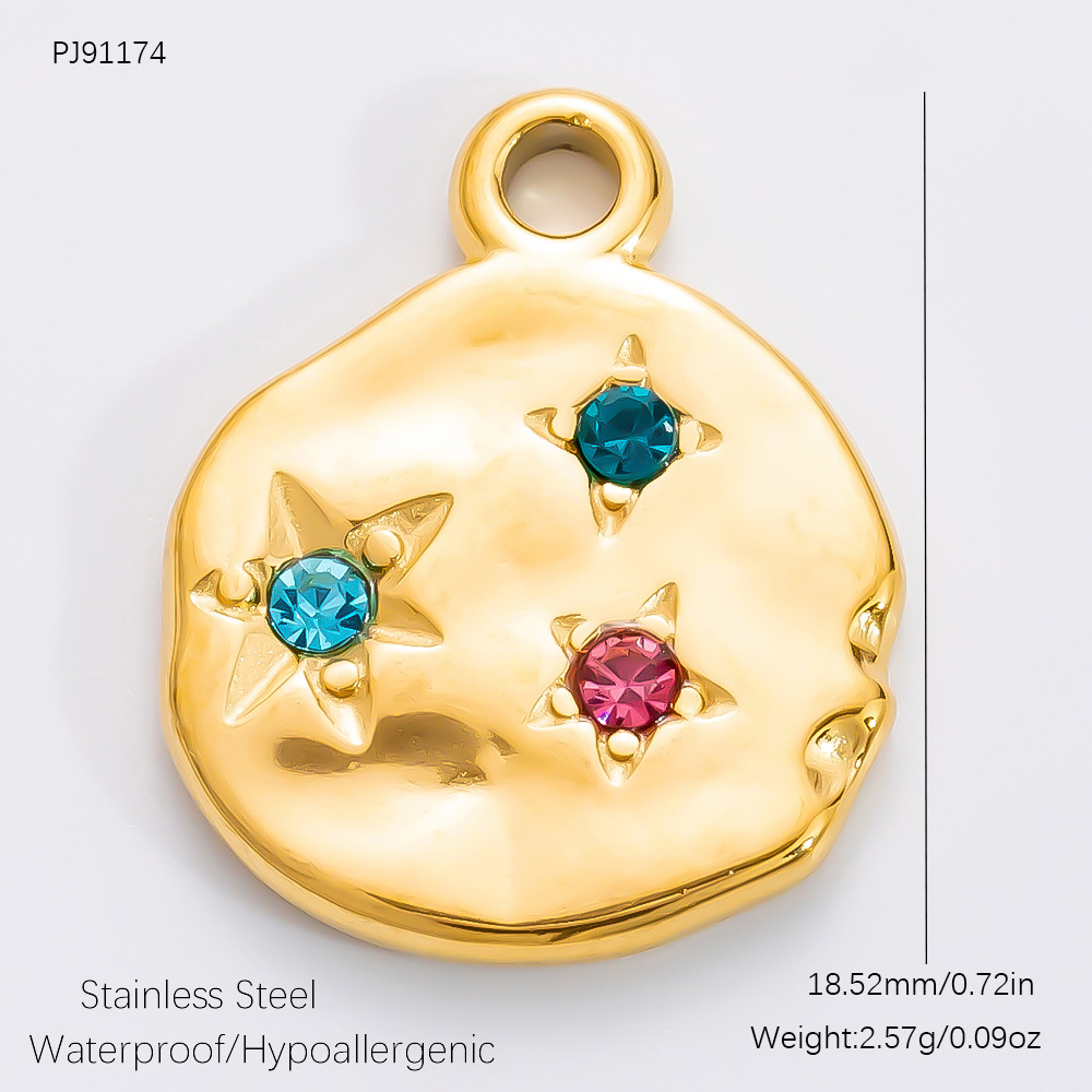 1 Piece 304 Stainless Steel PVD Coated Real Gold Plated Geometric Cross Heart Shape Polished Pendant DIY Jewelry Accessories display picture 2