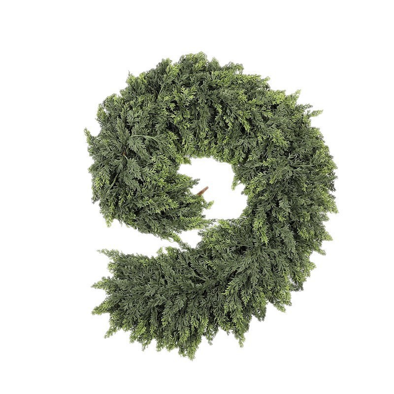 クロスボーダープラスチック製人工植物、柔らかいゴム製クリスマス松葉、松葉の壁掛け飾り、クリスマスリース、緑の植物|undefined