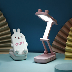 LED卡通手機支架摺疊檯燈便攜USB充電學生學習閱讀護眼小檯燈臥室