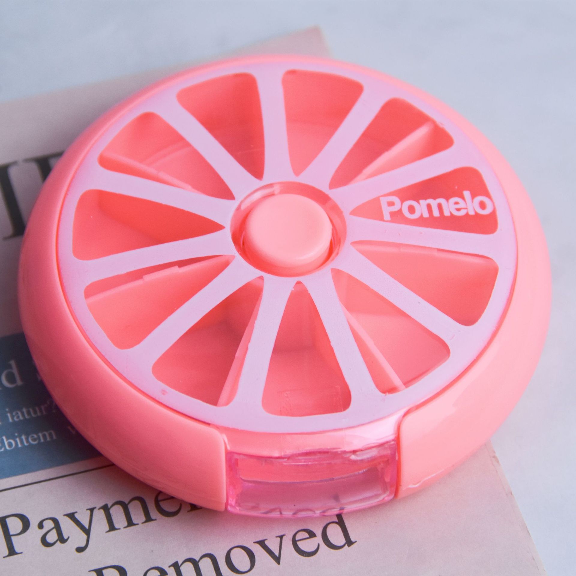 과일 7-구획 알약 상자; 핑크; 플라스틱