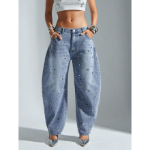 Y 35145 Beaded High Waist Jeans ����������ȿ�羳����ͨ