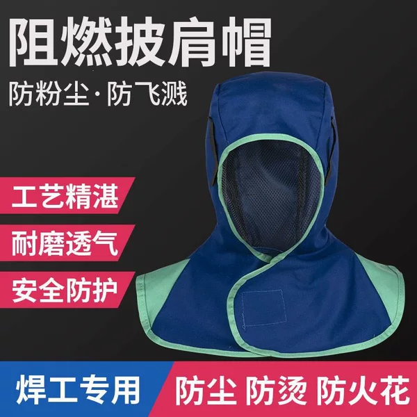 Welder's hood, cape, windproof hood, flame-retardant, anti-scald, dust-proof, and splash-proof welding helmet, durable and breathable protective headgear
