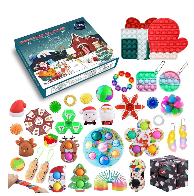 Caja ciega de Navidad transfronteriza Regalo de fiesta para niños Descompresión DIY Desgarrado Calendario de cuenta regresiva Caja ciega Juguetes navideños