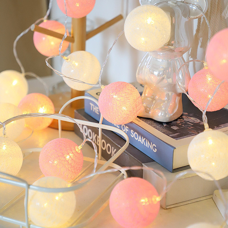 LED light string cotton ball light string girl's heart night market stall camping lantern children's room birthday Balcony decoration LED light string cotton ball light string girl's heart night market stall camping lantern children's room birthday Balcony decoration