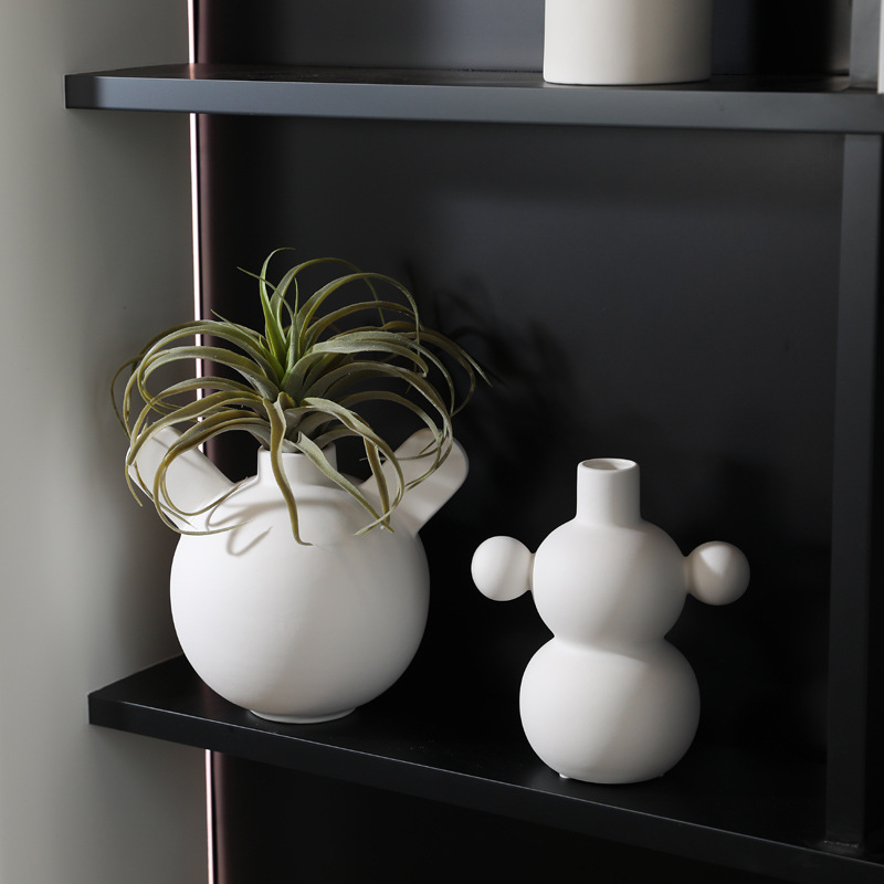 Blanco creativo ins estilo florero de cerámica moderna sala estar arreglo floral arte abstracto artesanía decoración decoraciones suaves