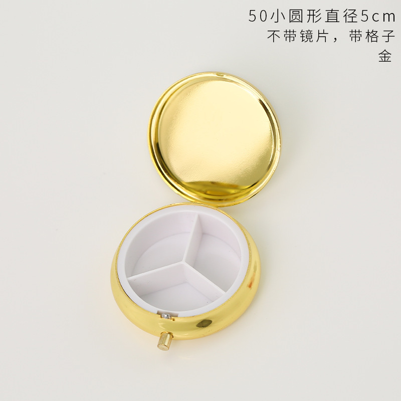 丸い三格の金属の薬の箱の小さい鏡の多格のハート型の四角形は携帯して簡単な錠剤の箱の創意のキャンディーを持ちます。|undefined