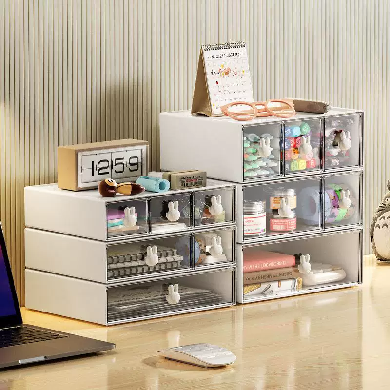 Stationery Combination Drawer Box, HIPS/Polystyrene/PP, 1–3 Drawers, Desk Organizer
