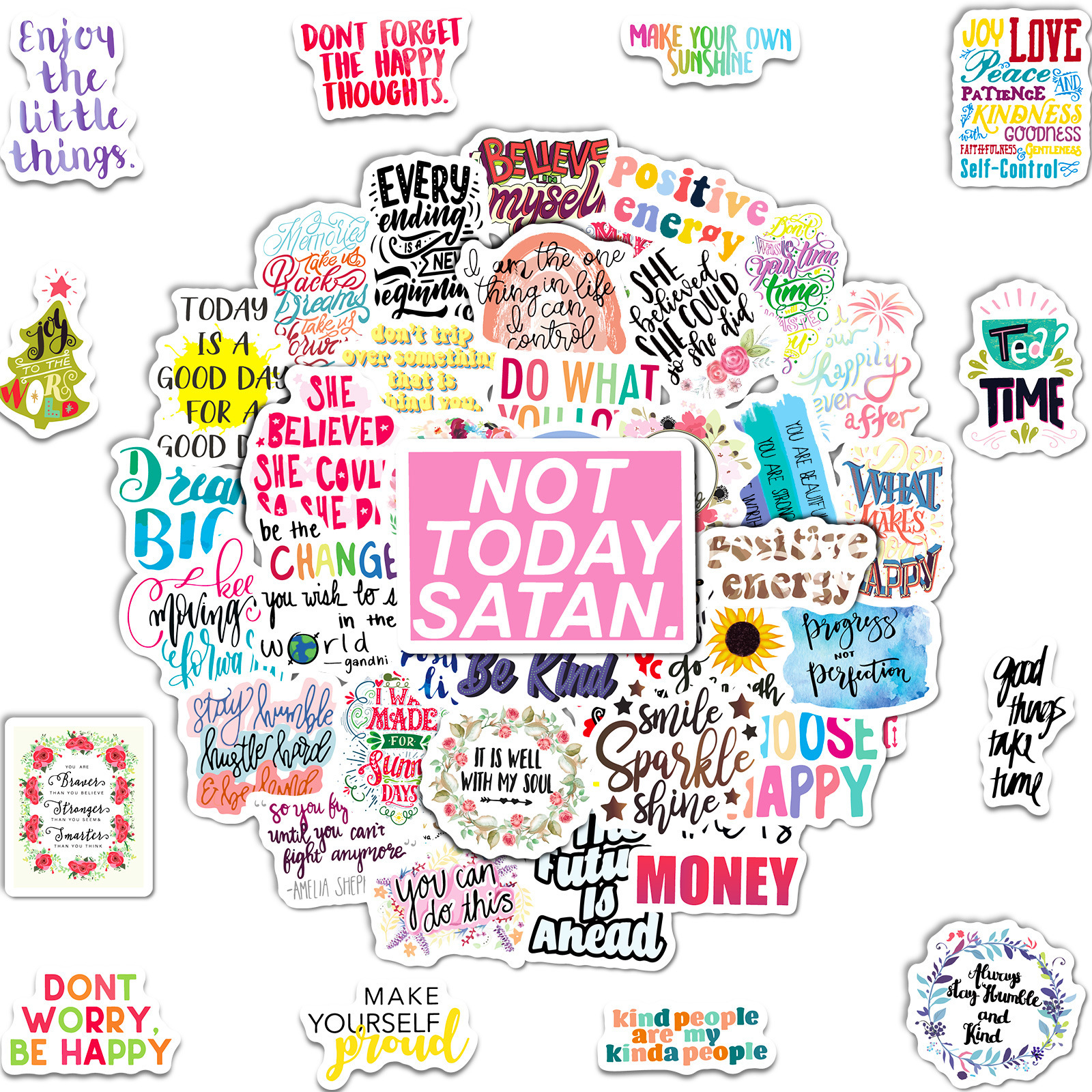 50 tamaño pequeño 4cm frase en inglés graffiti pegatinas casco teléfono móvil motocicleta ordenador pegatinas decorativas al por mayor