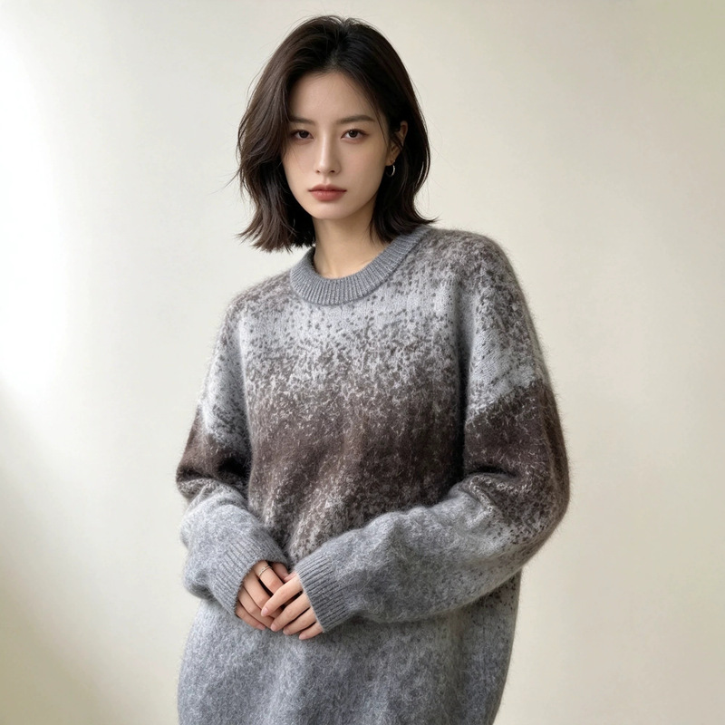 26 Autumn/Winter New Wool Cashmere Silk Brushed Rizhao Jinshan Loose Relaxed Round Neck Knit Pullover 26 Autumn/Winter New Wool Cashmere Silk Brushed Rizhao Jinshan Loose Relaxed Round Neck Knit Pullover
