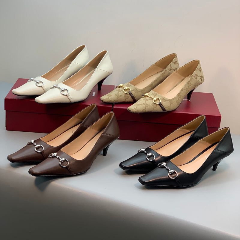 Made in Dongguan Hot Item ! g Brand's New Spring/Summer Genuine Leather Small Square-Toe Horsebit High-Heeled Shoes, Comfortable and Luxurious Party Shoes Made in Dongguan Hot Item ! g Brand's New Spring/Summer Genuine Leather Small Square-Toe Horsebit High-Heeled Shoes, Comfortable and Luxurious Party Shoes