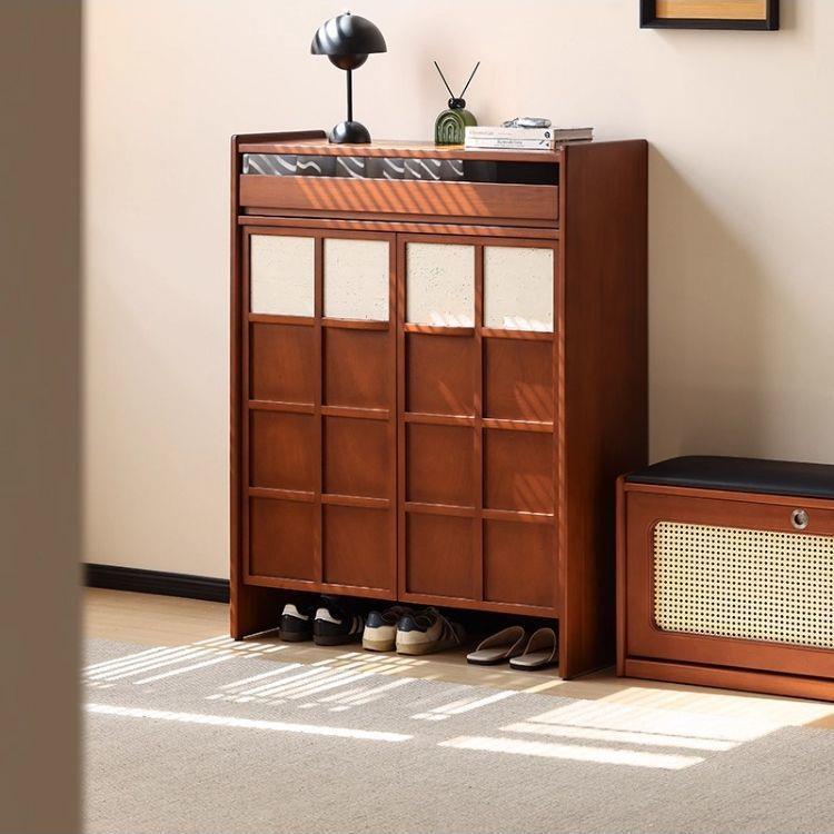 Yuying Furniture Solid Wood Shoe Cabinet Second-Hand Entrance Floor-Standing Storage Cabinet Household Large-Capacity Storage Cabinet Without Back Panel Shoe Rack